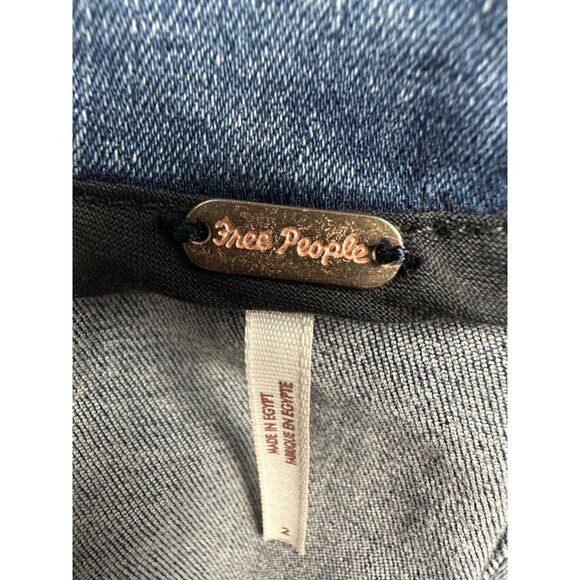 Free People Denim Mini Skirt Medium Blue Stretch Festival Boho Modern Femme Sz 2 - Picture 8 of 10
